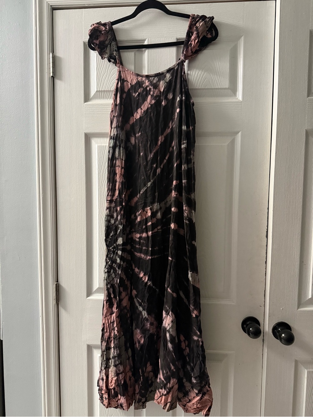 🆕 Raviya Tie Dye Dress Maxi Cap Ruffle Sleeveless Dark Plum Mauve Small